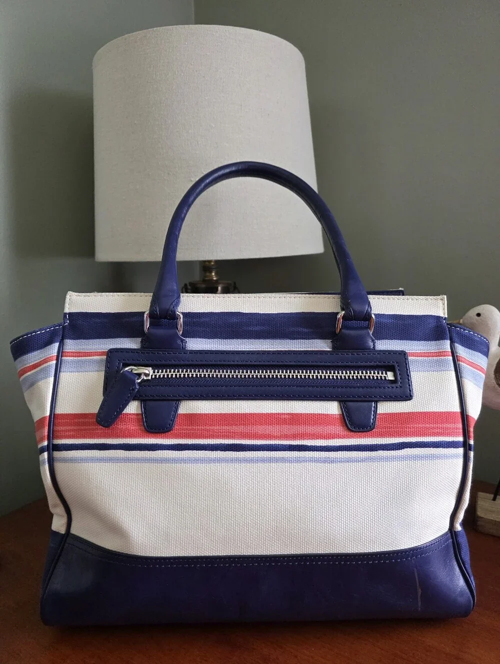 Coach Candace 22397 Legacy Stripe Canvas Leather Carryall Tote Bag Y2K